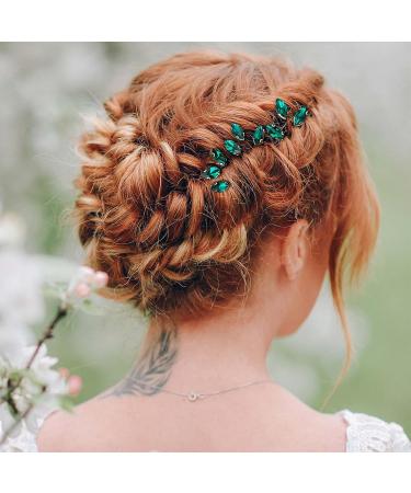 PAGOW 10pcs Emerald Green Rhinestone Bobby Pins for Brides | Crystal Wedding Hair Piece | Vintage Hair Accessories for Women and Girls - Buy Online on GoSupps.com