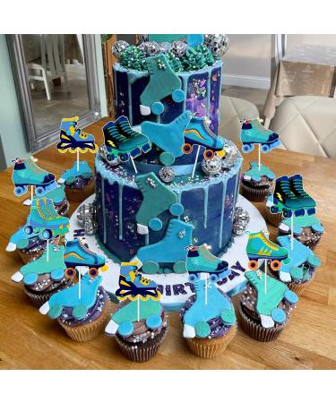 Fangleland 36 Pieces Roller Skates Cupcake Toppers for Boys - Sports Theme Party Dessert Picks Roll Skating Birthday Party Baby Shower Gender Reveal Decorations Blue - Buy Online on GoSupps.com