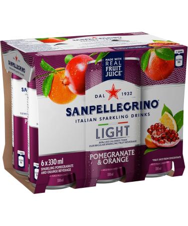SAN PELLEGRINO Light Pomegranate & Orange Sparkling Fruit Beverage 25 Calories Per Serving Made With Real Fruit Juice (From Concentrate) Bold And Flavourful Crafted in Italy 24 Cans - Buy Online on GoSupps.com