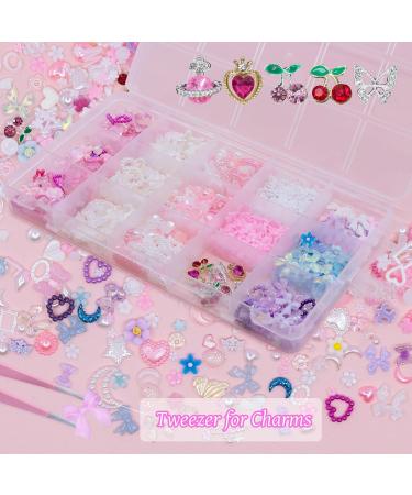Buy Pink White Assorted Pearls Nail Charms & Creative Nail Art Accessories - Bow Flower Heart & Butterfly Designs for Stunning Manicures - Buy Online on GoSupps.com