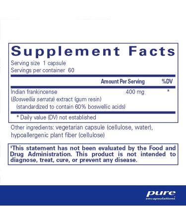 Pure Encapsulations Boswellia Supplement | Support Healthy Joints, Connective Tissue, Colon & Musculoskeletal System | 60 Capsules - Buy Online on GoSupps.com