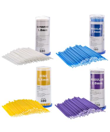 TCP Global 400 Eyelash Extension Micro Brushes - Superfine to Medium Disposable Applicators for Makeup & Paint Touch-Ups | International Shipping - Buy Online on GoSupps.com