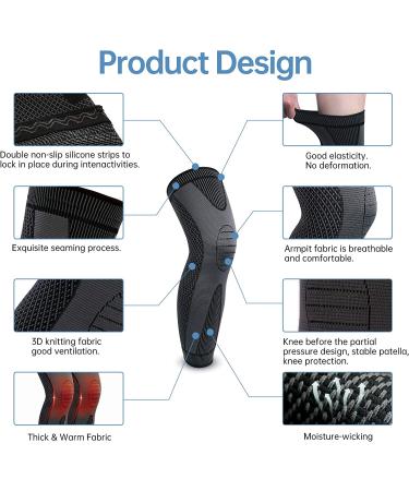 Full Leg Compression Sleeves 2 Pack XL for Running Cycling Basketball Support - Arthritis Joint Pain Relief Meniscus Tear - Black X-Large - Buy Online on GoSupps.com