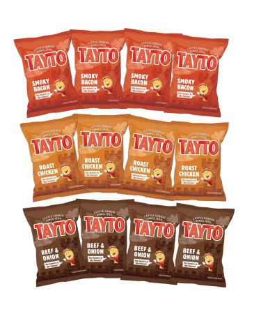 Tayto Meaty Crisps Beef & Onion Smoky Bacon Roast Chicken (12 x 25g bags)