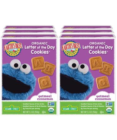 Earth's Best Organic Sesame Street Toddler Snacks - Oatmeal Cinnamon Letter Cookies (6-Pack, 5.3 Oz) - Buy Online on GoSupps.com
