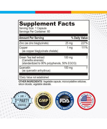 Brain Basics Opti Zinc Plus - Immune Support Formula with Quercetin, EGCG, and Copper - 60 Tablets - Buy Online on GoSupps.com