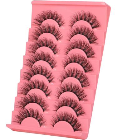 JIMIRE Lashes Fluffy Natural Look Wispy Russian Strip Faux Mink Lashes Cat Eye 14MM False Lashes 8 Pairs Pack - Buy Online on GoSupps.com