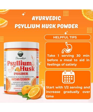Danodia Foods Organic Psyllium Husk Powder Mild Orange Flavor, 200g (8.8oz) | Sat-Isabgol with 5 Added Herbs | Unsweetened, Gluten-Free, Natural Fiber Supplement for Digestive Health - Buy Online on GoSupps.com