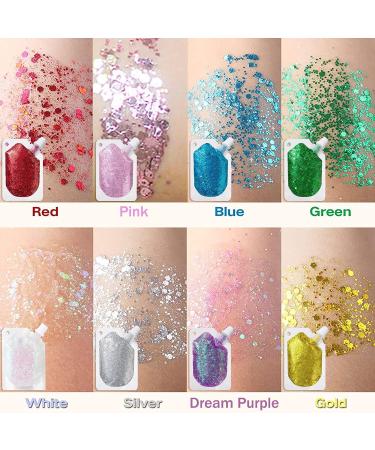 Mermaid Sequins Chunky Glitter Gel - 50ml Holographic Liquid Nail & Eye Glitter - Long Lasting Sparkling Gold - Christmas Party Rave & Festival Makeup - Buy Online on GoSupps.com