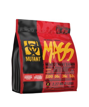 Mutant Mass Weight Gainer Protein Powder with a Whey Isolate, Concentrate, and Casein Protein Blend, for High-Calorie Workout Shakes, Smoothies and Drinks, (2.27 Kg), Strawberry Banana