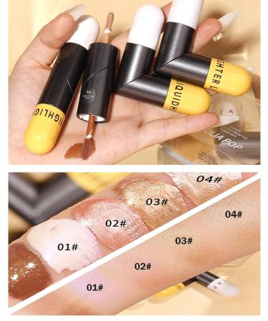 Face Body Dazzling Cream Liquid Highlighter - Sakura Pink+Warm Brown 02 | Waterproof Glitter Luminizer for Women - Buy Online on GoSupps.com