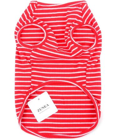 Zunea Striped Dog Shirt for Small Pets - Cool Summer Tank Top Soft Cotton XL Red T-Shirt for Dogs & Cats - Buy Online on GoSupps.com