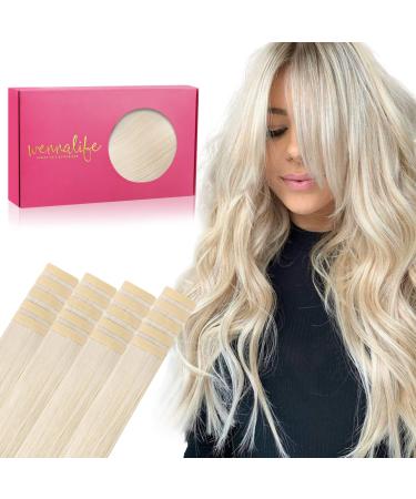 If Salife Tape Extensions Real Hair 20PCs 40g 30cm 12 inch Platinblond Remy Invisible Tape Extensions Seidig Real Hair Extensions Skin Weft Tape In 30cm Platinblond