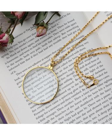 Necklace Magnifying Glass 5X Reading Magnifying Reader | Portable Magnifying Glass Stylish Magnifying Reader for Book Newspapers Reading Gold - Buy Online on GoSupps.com