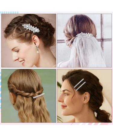 4 Pcs Rhinestone Flower Hair Barrettes | Crystal Pearl French Hair Clips for Women | Wedding Hair Accessories - Buy Online on GoSupps.com