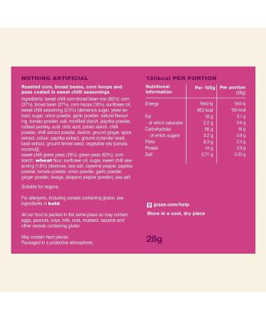 Graze - Sweet Chilli Crunch Snacks- Healthy Snacks Alternative for Crisps Mixed Nuts & Pretzels -Ideal if You Love Corn Broad Beans and Corn Hoops Mixed Savoury Vegan Snacks (18x28g) - Buy Online on GoSupps.com