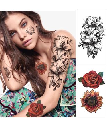 SOOVSY Full Arm Temporary Tattoos - 46 Sheets, 3D Extra Large Realistic Design, Waterproof, Colorful Flowers - Women, Men, Adults, Kids (Color-3) - Buy Online on GoSupps.com
