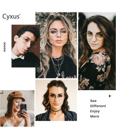 Cyxus Blue Light Filter Glasses - 2 Pack Round Metal Non-Prescription Anti-Blue Light for Computer & Phone - Buy Online on GoSupps.com