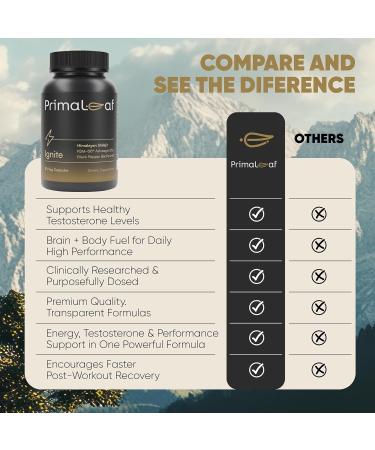 PrimaLeaf Ignite Energy & Performance Supplement | Natural Energy Booster with Himalayan Shilajit KSM66 Ashwagandha & Zinc | Stamina Muscle Recovery & Endurance Support | 60 Veg Capsules - Buy Online on GoSupps.com