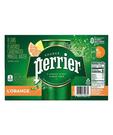 Perrier L'Orange Sparkling Water 11.15oz Cans - 24 Count, 8 Cans per Pack - Buy Online on GoSupps.com