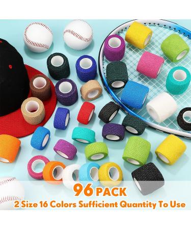96 Pcs Self Adhesive Wrap Bandages Bulk | Breathable Athletic Tape | Elastic Cohesive Bandage | Multicolored | 1 Inch x 5 Yard & 2 Inch x 5 Yard | Stretch Sports Wrist Ankle Support - Buy Online on GoSupps.com
