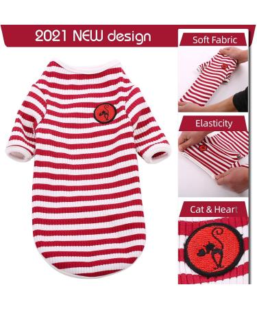 Hairless Cat Summer T-Shirts - Soft Breathable & Skin-Friendly Cotton Clothing for Sphynx Cornish Rex & Devon Rex - XS Red - Buy Online on GoSupps.com