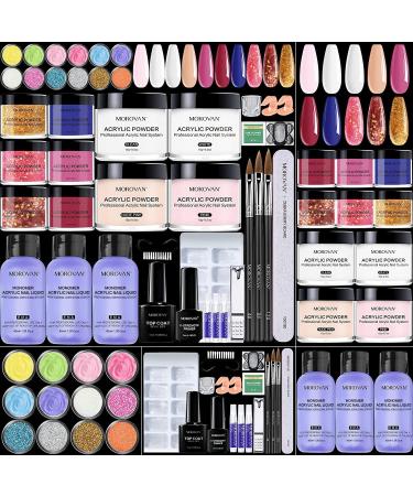 Morovan Acrylic Nail Kit -12 Colors Glitter Acrylic Nail Powder Monomer Acrylic Nail Liquid Acrylic Nail Set With Everthing for Decoration 3D Manicure DIY Acrylic Nails for Nail Art Beginner