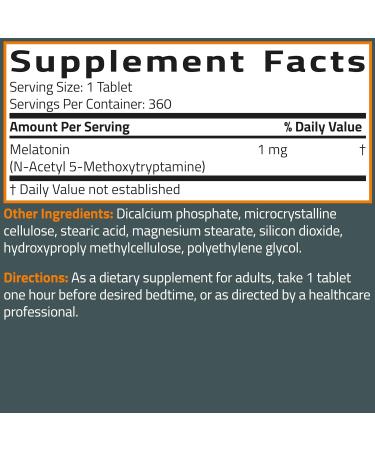 Bronson Lower Dose Melatonin 1mg 360 Vegetarian Tablets - Buy Online on GoSupps.com