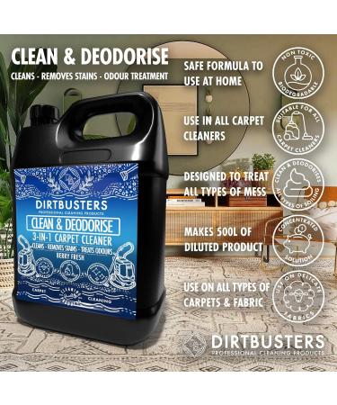 Dirtbusters Carpet Cleaner Shampoo Solution Clean & Deodorise 3-in-1 Cleaning Stain Remove & Odour Treatment Berry Fresh (1L) - Buy Online on GoSupps.com