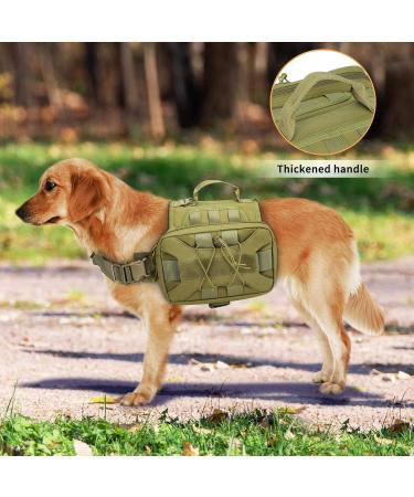 Huntvp Tactical 1000D Dog Harness & Backpack | Adjustable Molle Saddlebag for Medium & Large Dogs | Perfect for Hunting Training & Hiking (Green) - Buy Online on GoSupps.com