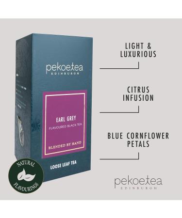 PekoeTea Edinburgh Earl Grey Blue Flower Tea - Citrus Earl Grey Luxury Blend | Chinese Black Tea with Bergamot Oil - Loose Leaf or Teabags 50g - Buy Online on GoSupps.com