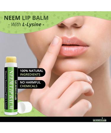 Buy GreenIVe Neem Lip Balm - Vegan Lip Moisturizer with L-Lysine for Soothed Soft Lips - International Shipping Available - Buy Online on GoSupps.com