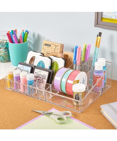 STORi Audrey Clear Vanity Makeup Organizer - 15-Compartment Holder for Brushes, Eyeshadow Palettes & Beauty Supplies | Made in USA - Buy Online on GoSupps.com