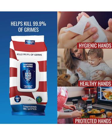 GSD Bleach-Free Disinfecting Wipes with Aloe Vera - Antibacterial Cleaning & Hand Sanitizer. Hypoallergenic & Hygienic Wet Wipes for Home & Outdoor Use - 80 Count - Buy Online on GoSupps.com