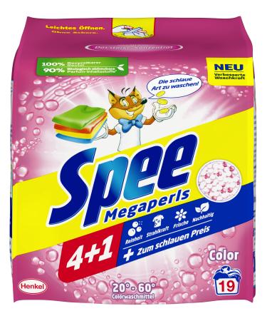 Spee Megaperls Color washing powder (19 wash loads) color detergent with 4 + 1 formula combines purity radiance freshness & sustainability effectively from 20 C to 60 C fresh 1.14 kg (1 Pack)