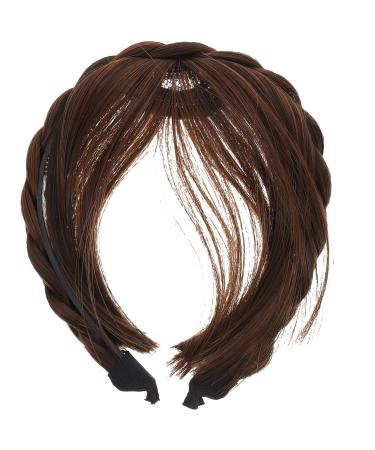 CALLARON Bangs Headband Fringe Hair Extensions Front Hair Bangs Human Hair Bangs Hair Accessories for Girls Women (Light Brown)