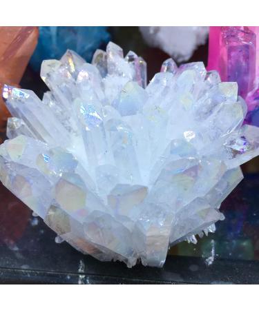 Natural Quartz Crystal Natural White Angel Crystal Cluster Electroplating Titanium Coating Quartz Cluster Stone Home Office Decor ningxiao 500-600g - Buy Online on GoSupps.com
