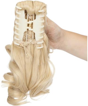 Long Short Claw Ponytail Hair Extension | One Piece Clip in Jaw/Claw Synthetic Hairpiece 12 Curly Golden Mix Blonde - Buy Online on GoSupps.com