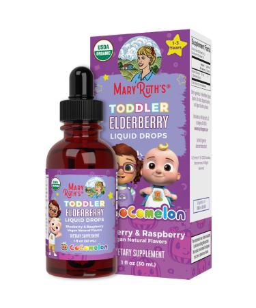 Cocomelon Elderberry Syrup for Toddlers by MaryRuth's | USDA Organic | Black Elderberry Liquid Drops for Immune Support | Blueberry Raspberry | Kids Ages 1-3 Years | Vegan | Non-GMO | 1 Oz Cocomelon Toddler Drops