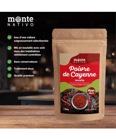 Piment de Cayenne moulu Monte Nativo (250g) - Poudre de Piment de Cayenne - pices aromatiques s ch es avec soin id ales pour Cuisiner et Assaisonner - Ar me et Go t intenses Piment de Cayenne 250 g (Lot de 1) - Buy Online on GoSupps.com