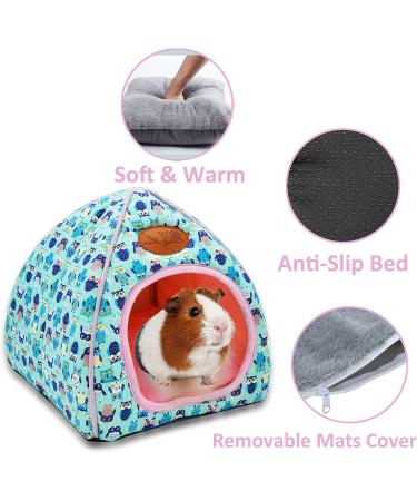 Cozy Cave Bed for Small Animals | Guinea Pig, Rabbit, Hedgehog Hideout | Chinchilla, Bearded Dragon Accessories - Blue - Buy Online on GoSupps.com