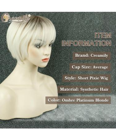 Creamily Short Blonde Wig for Women - Natural Layered Straight Synthetic Hair with Bangs - Buy Online on GoSupps.com
