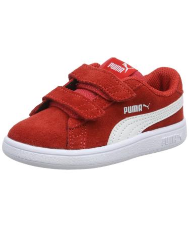 PUMA Kids Smash V2 Buck V INF Sneaker 5 UK Child High Risk Red Puma White