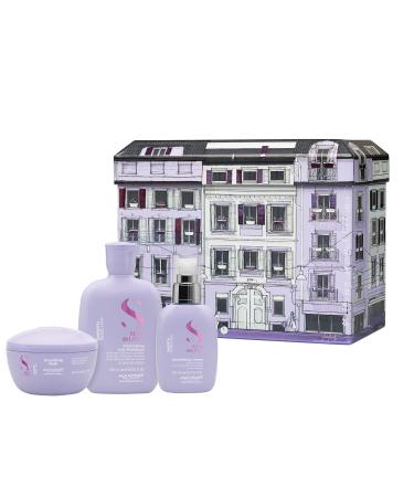 Alfaparf Milano Semi di Lino Smooth Gift Set for Frizzy Hair - Sulfate Free Shampoo Mask and Smoothing Cream - Controls Frizz - Humidity Protection - Adds Shine and Softness