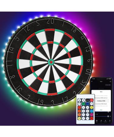 LFSMVT Dartboard LED Strip Lights, RGBIC Dart Board Lights with Bluetooth APP & Remote Control, Music Sync, DIY Cuttable Lights for 13-18 inch Dart Boards, USB Powered (Dartboard Not Include)