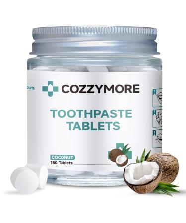 150 Toothpaste Tablets Natural Toothpaste Tabs Flouride & Plastic Free Eco & Travel Friendly Chewable Toothpaste Tablets Travel Remineralizing Tablet Toothpast Coconut Flavor