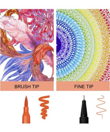 24 Dual Brush Marker Pens for Kids & Adults - Fine Point & Brush Tip Art Markers for Coloring, Bullet Journals, Planners & Note Taking - Buy Online on GoSupps.com