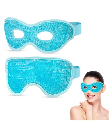 Heyu-Lotus 2Pcs Cooling Eye Masks Reusable Hot Cold Eye Mask Gel Bead Eye Mask Hot Cold Therapy Eye Mask Relief for Puffy Eyes Dark Circles Dry Eyes(Blue) - Buy Online on GoSupps.com