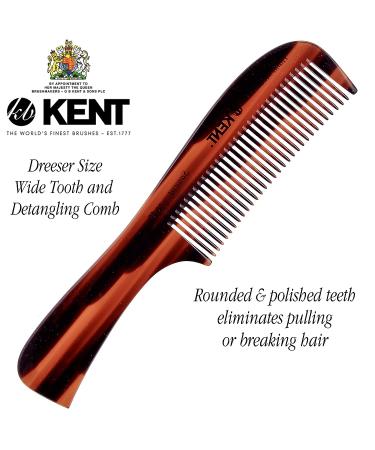 Kent 10T Large Coarse Hair Detangling Comb - Wide Teeth for Long Thick Curly Hair | Handmade in England | Tortoiseshell Finish | Ideal for Wet and Dry Hair - Buy Online on GoSupps.com