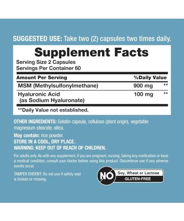 NeoCell Hyaluronic Acid with MSM 1000mg | 120 Capsules | Advanced Formula Supplement | Clinically Studied Ingredients - Buy Online on GoSupps.com